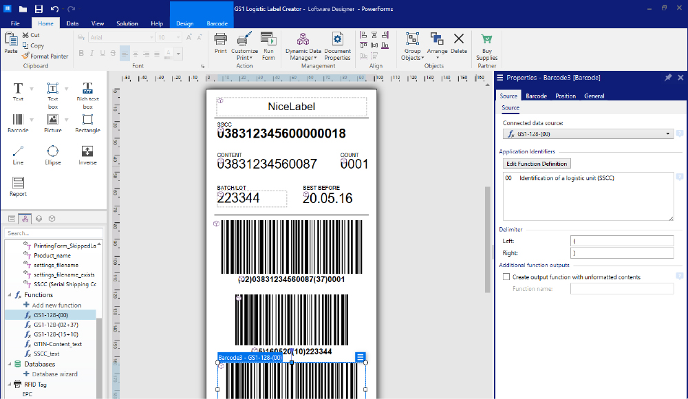 Barcode Label Design in Loftware